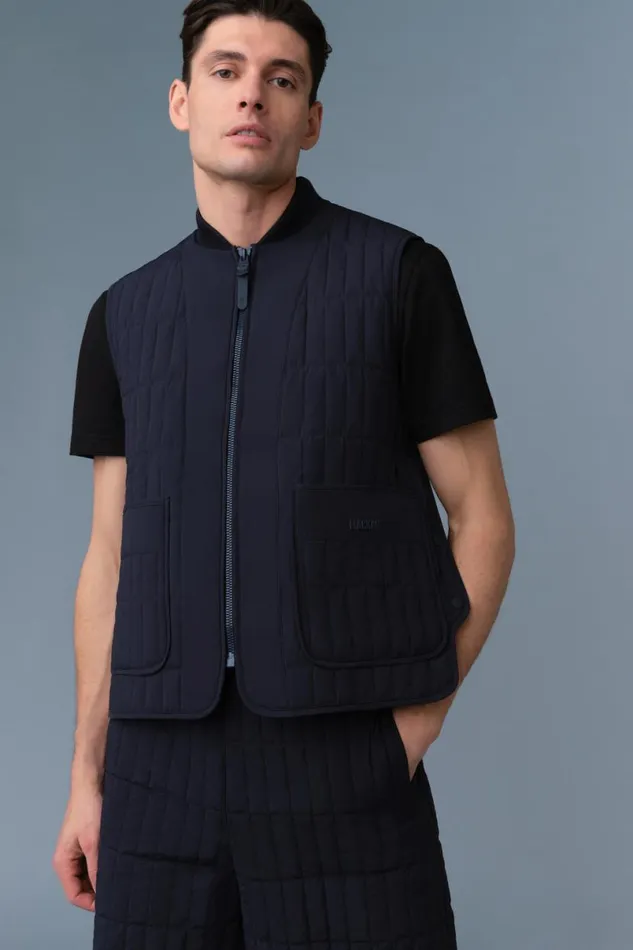 Vests Men Mackage LEVI Light Down Vertical Quilted Vest Black Vests Men Mackage LEVI Light Down Vertical Quilted Vest Black