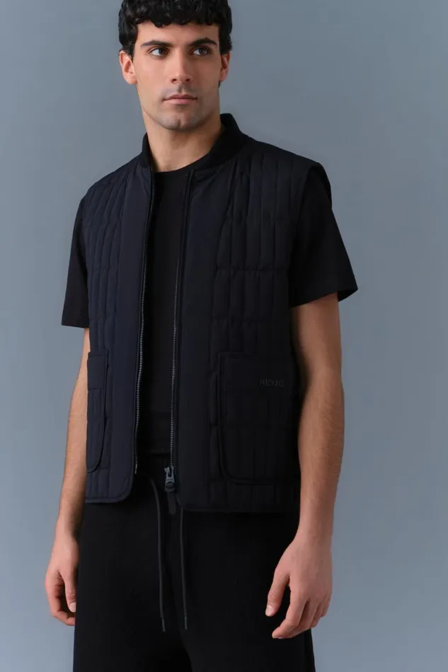 Vests Men Mackage LEVI Light Down Vertical Quilted Vest Black Vests Men Mackage LEVI Light Down Vertical Quilted Vest Black