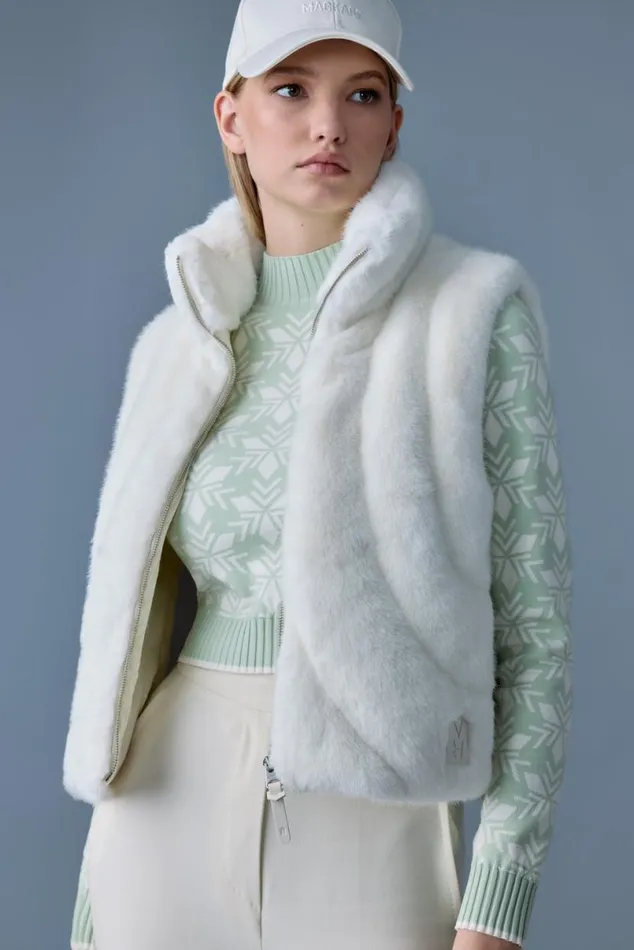 Vests Women Mackage GINNY Brushed Fauxfur Vest Cream Vests Women Mackage GINNY Brushed Fauxfur Vest Cream