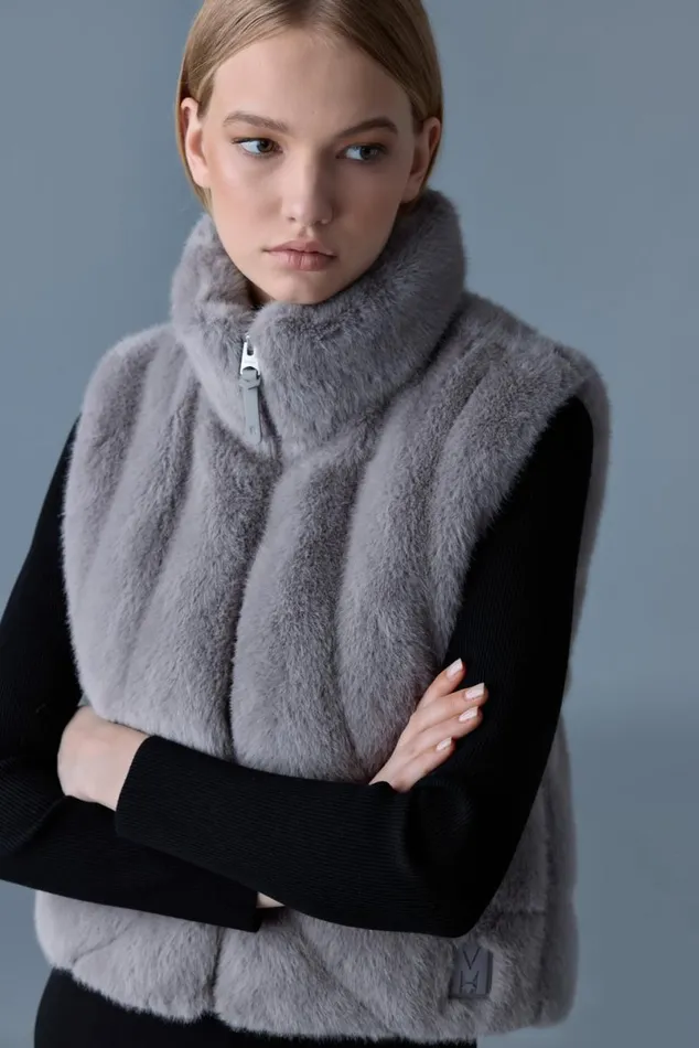 Vests Women Mackage GINNY Brushed Fauxfur Vest Cream Vests Women Mackage GINNY Brushed Fauxfur Vest Cream