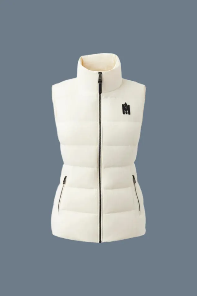Vests Women Mackage GISELA Stretch Light Down Vest With Stand Collar Cream Vests Women Mackage GISELA Stretch Light Down Vest With Stand Collar Cream