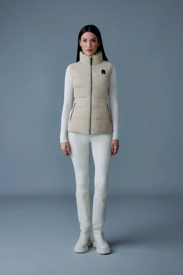 Vests Women Mackage GISELA Stretch Light Down Vest With Stand Collar Cream Vests Women Mackage GISELA Stretch Light Down Vest With Stand Collar Cream