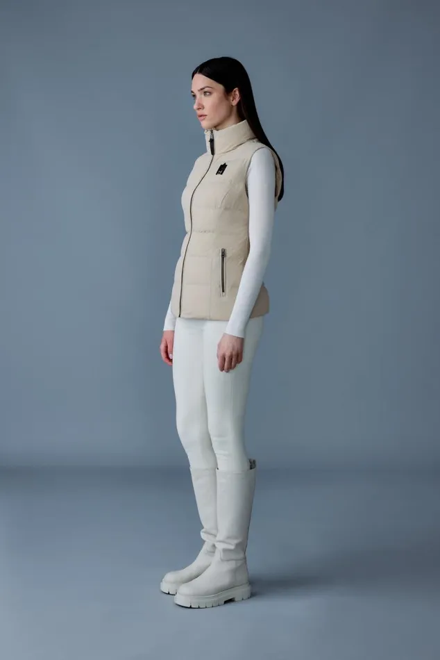 Vests Women Mackage GISELA Stretch Light Down Vest With Stand Collar Cream Vests Women Mackage GISELA Stretch Light Down Vest With Stand Collar Cream