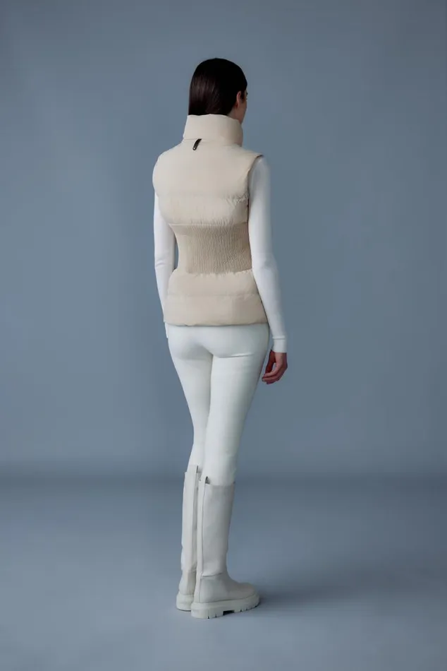 Vests Women Mackage GISELA Stretch Light Down Vest With Stand Collar Cream Vests Women Mackage GISELA Stretch Light Down Vest With Stand Collar Cream