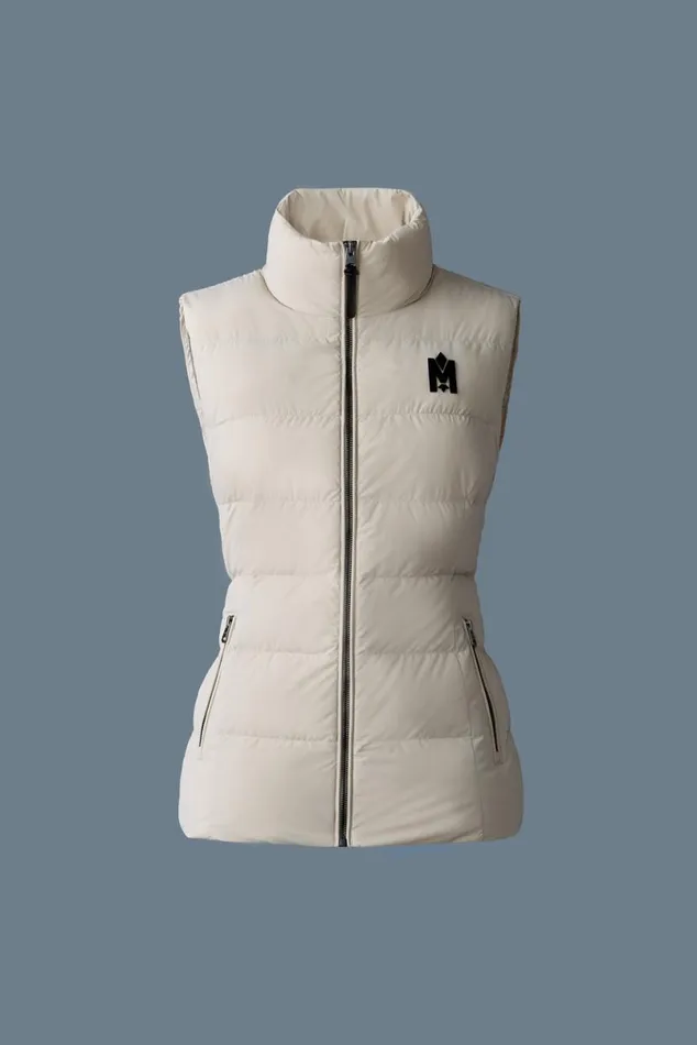 Vests Women Mackage GISELA Stretch Light Down Vest With Stand Collar Cream Vests Women Mackage GISELA Stretch Light Down Vest With Stand Collar Cream