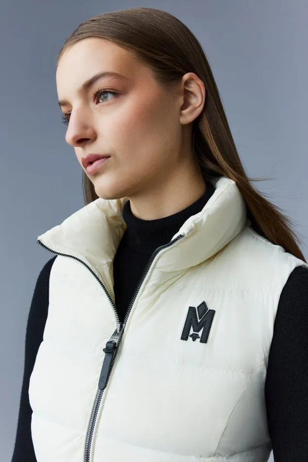Vests Women Mackage GISELA Stretch Light Down Vest With Stand Collar Cream Vests Women Mackage GISELA Stretch Light Down Vest With Stand Collar Cream