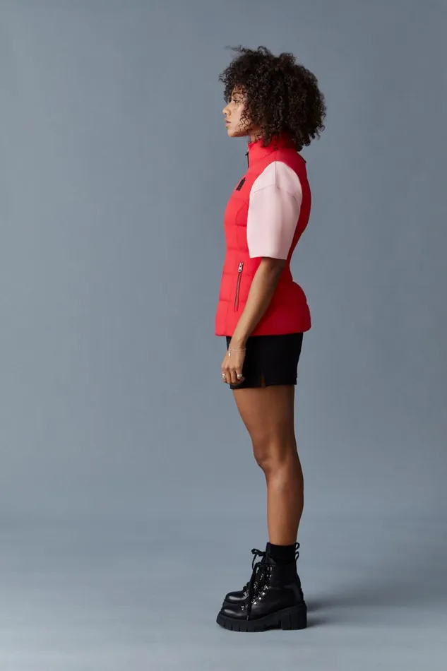 Vests Women Mackage GISELA Stretch Light Down Vest With Stand Collar Cream Vests Women Mackage GISELA Stretch Light Down Vest With Stand Collar Cream