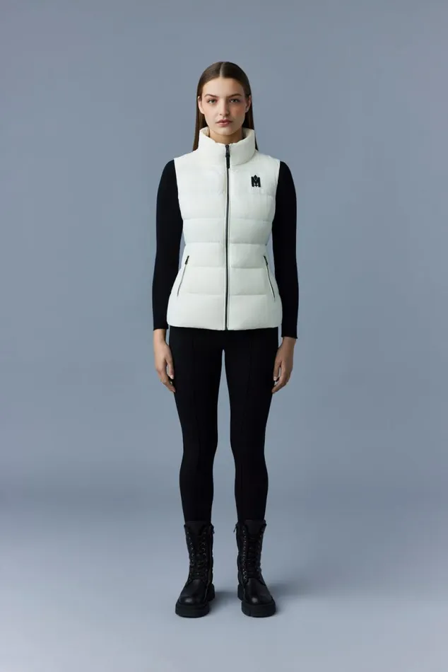 Vests Women Mackage GISELA Stretch Light Down Vest With Stand Collar Cream Vests Women Mackage GISELA Stretch Light Down Vest With Stand Collar Cream