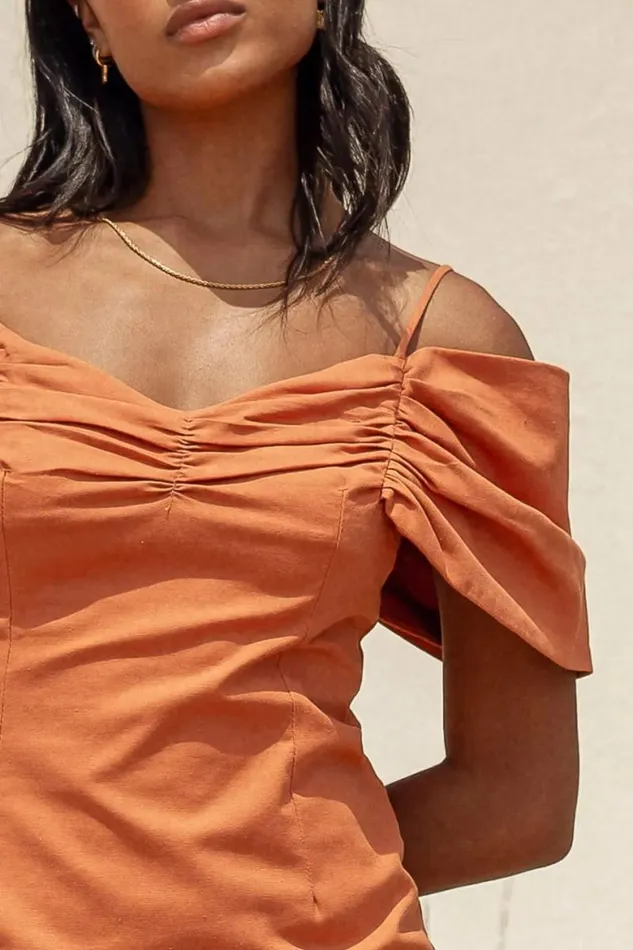 Vince Mini Dress In Rust 8211 FINAL SALE Rust Women Bohme Dresses