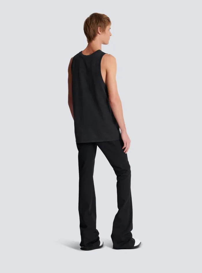 Vintage Embroidered Tank Top Grey Men Balmain TShirts