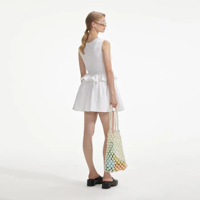 White Lace Panel Mini Dress Women Self Portrait Dresses White Lace Panel Mini Dress Women Self Portrait Dresses