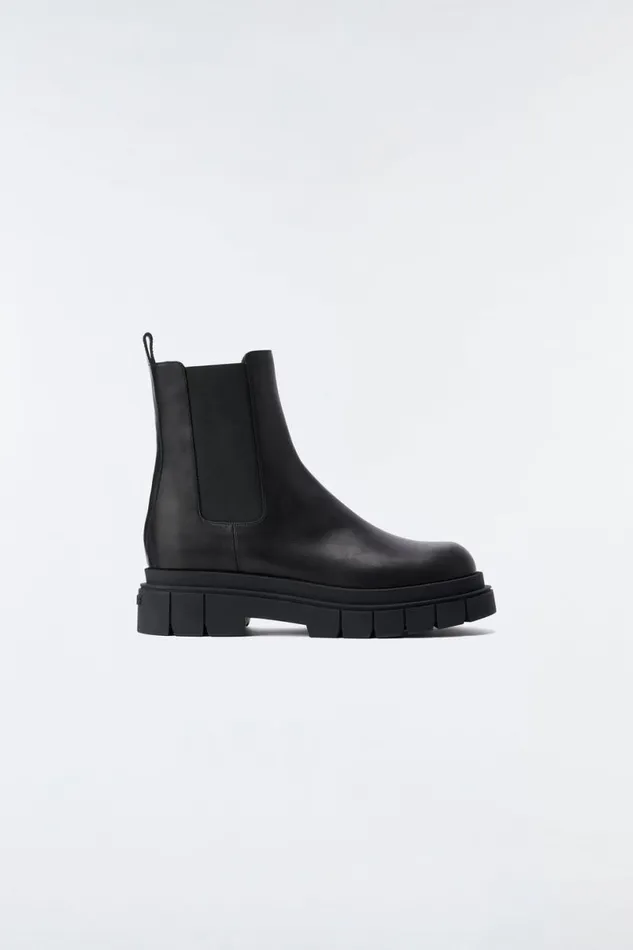 Winter Boots Men Mackage STORM Unlined Lug Sole R Leather Chelsea Boot For Men Black