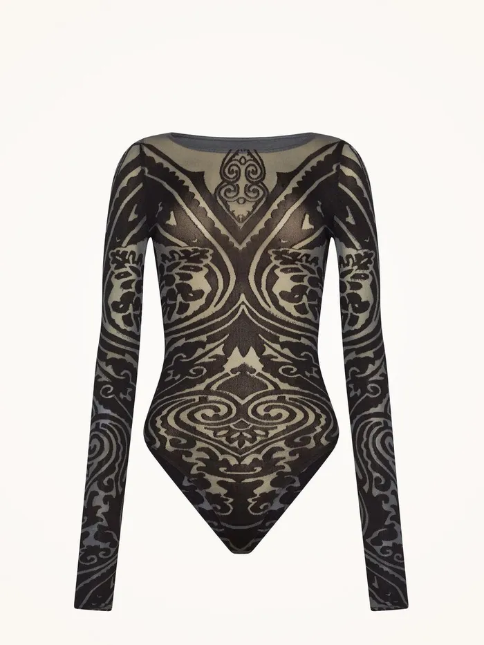 Wolford String Bodies Paisley Tattoo String Body Greyblack 8211 Women