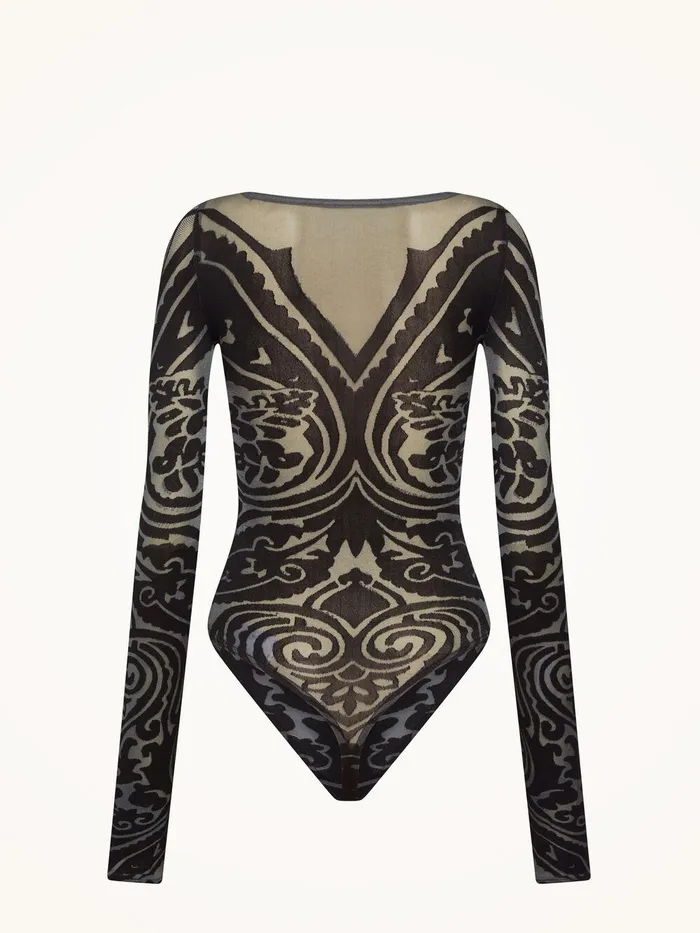 Wolford String Bodies Paisley Tattoo String Body Greyblack 8211 Women