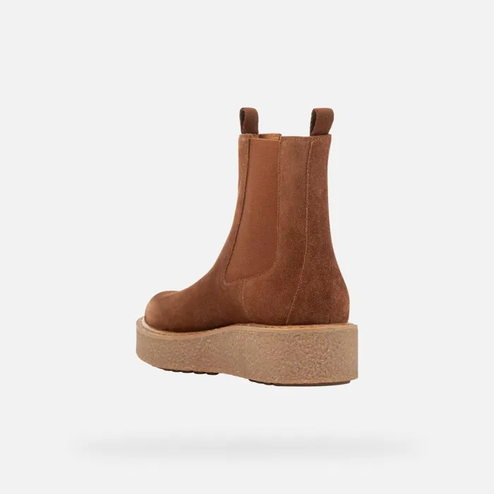 Woman Geox Ankle Boots ELIDEA C Suede Ankle Boots Camel Woman Geox Dark Camel