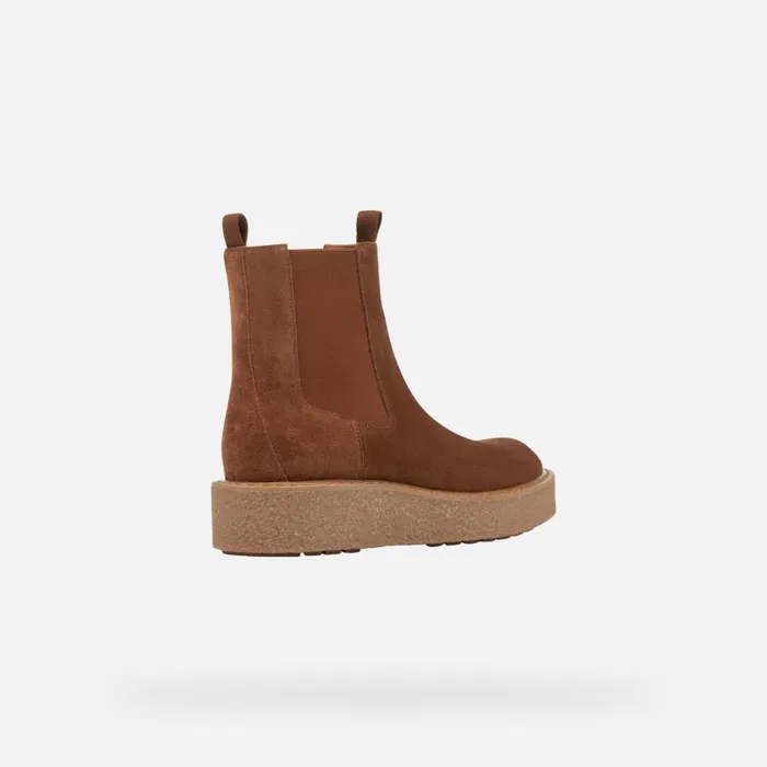Woman Geox Ankle Boots ELIDEA C Suede Ankle Boots Camel Woman Geox Dark Camel