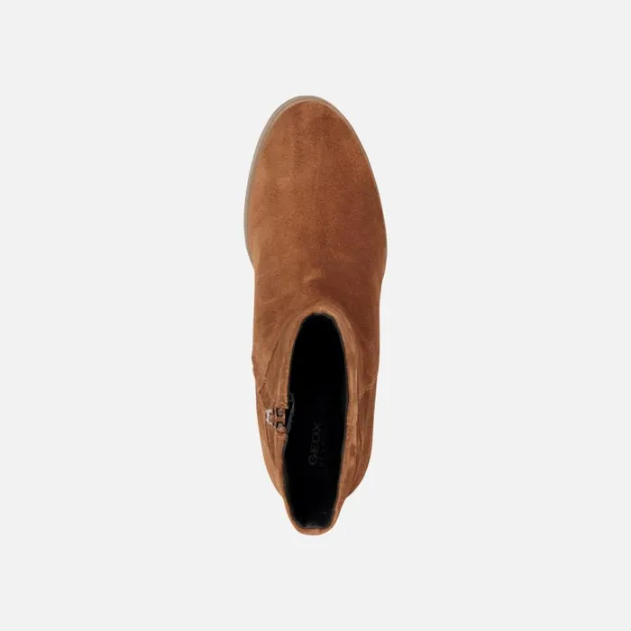 Woman Geox Ankle Boots ELIDEA WEDGE Ankle Boots With Wedge Camel Woman Geox Dark Camel