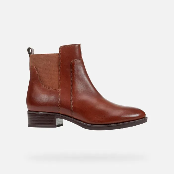 Woman Geox Ankle Boots FELICITY Woman Chestnut Ankle Boots FW21 Geox Brown