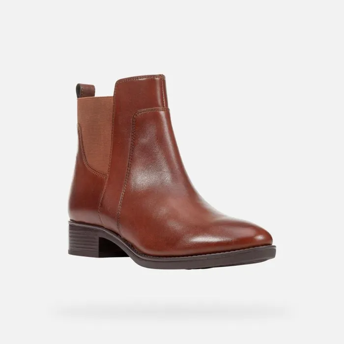 Woman Geox Ankle Boots FELICITY Woman Chestnut Ankle Boots FW21 Geox Brown