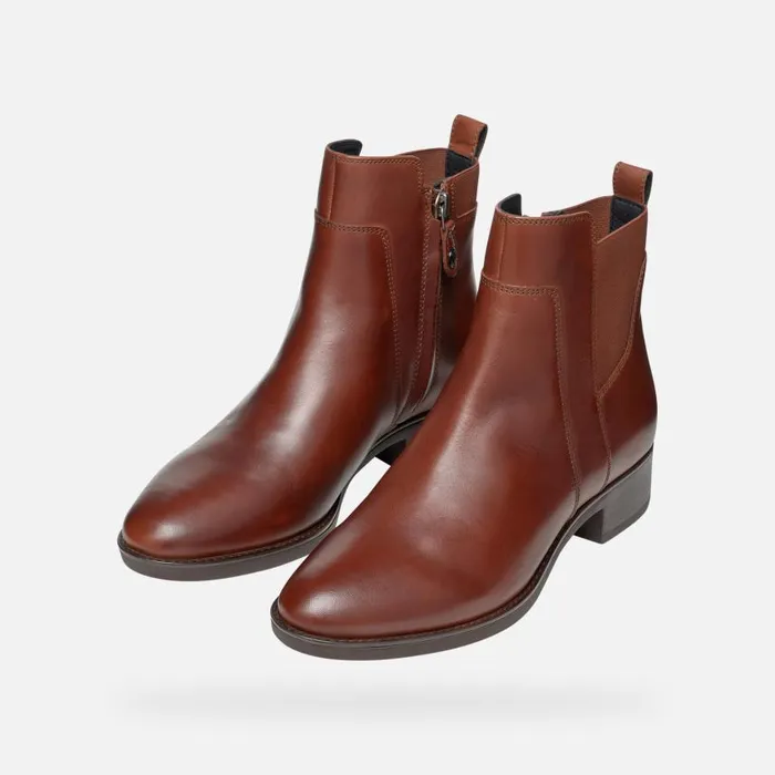 Woman Geox Ankle Boots FELICITY Woman Chestnut Ankle Boots FW21 Geox Brown