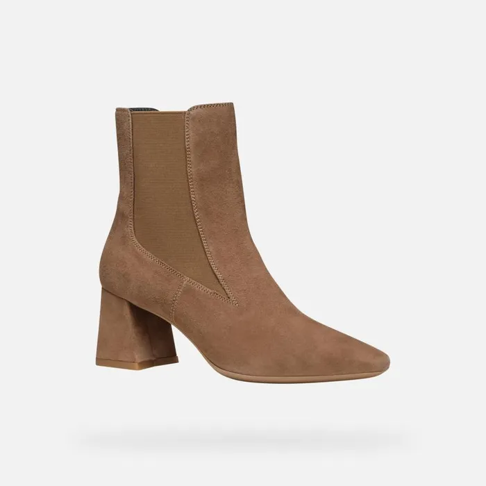 Woman Geox Ankle Boots GISELDA WOMAN Mud Medium Heel Ankle Boots Mud