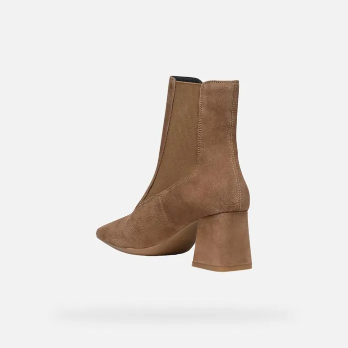 Woman Geox Ankle Boots GISELDA WOMAN Mud Medium Heel Ankle Boots Mud