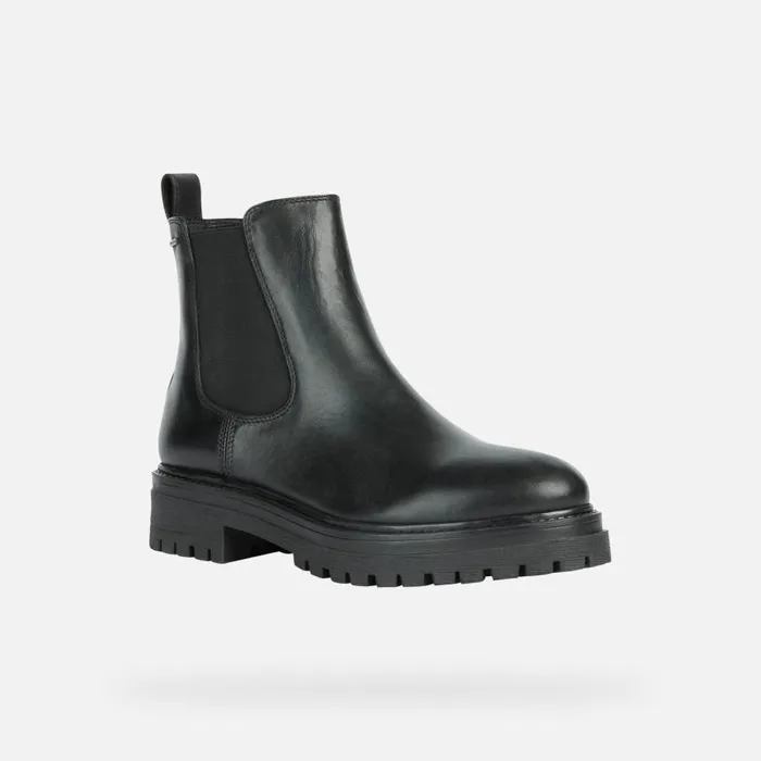 Woman Geox Ankle Boots IRIDEA B ABX A Biker Ankle Boots Black Woman Geox Black