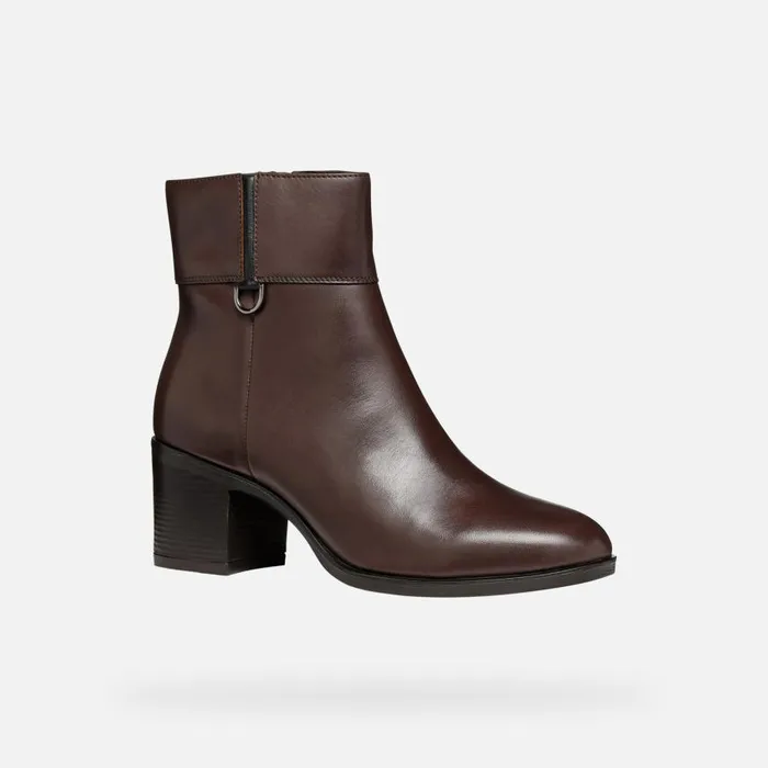 Woman Geox Ankle Boots NEW ASHEEL WOMAN DarkBrownBlack Medium Heel Ankle Boots Darkbrownblack
