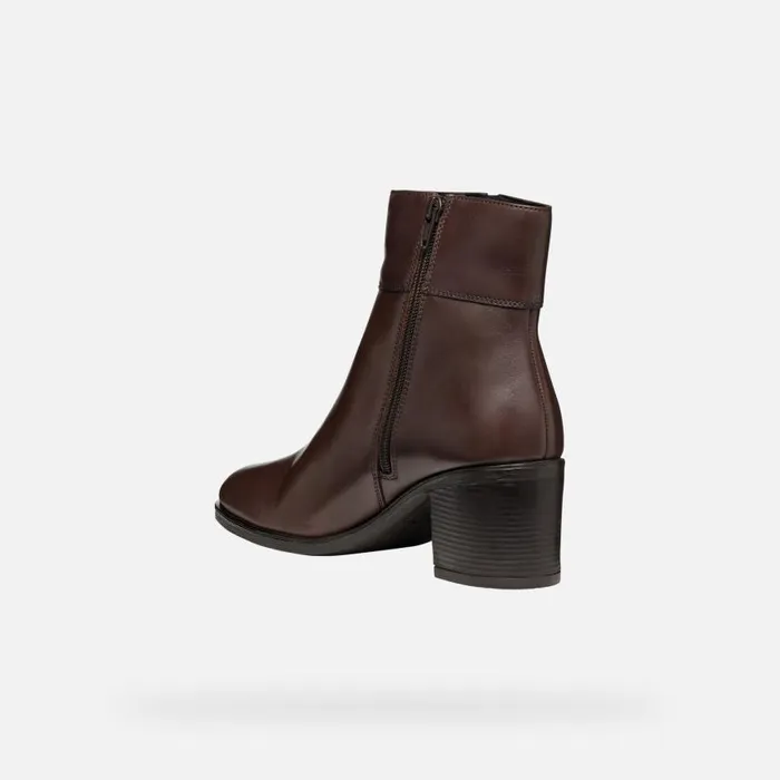 Woman Geox Ankle Boots NEW ASHEEL WOMAN DarkBrownBlack Medium Heel Ankle Boots Darkbrownblack