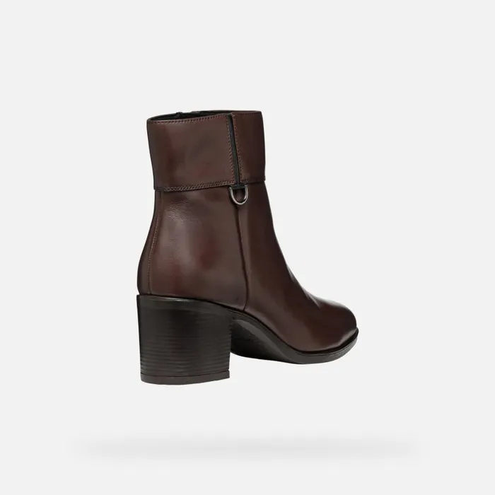 Woman Geox Ankle Boots NEW ASHEEL WOMAN DarkBrownBlack Medium Heel Ankle Boots Darkbrownblack