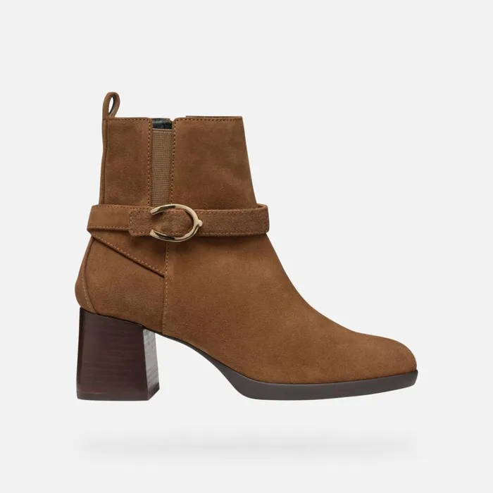 Woman Geox Ankle Boots WALK PLEASURE 55 WOMAN Mud Medium Heel Ankle Boots Mud