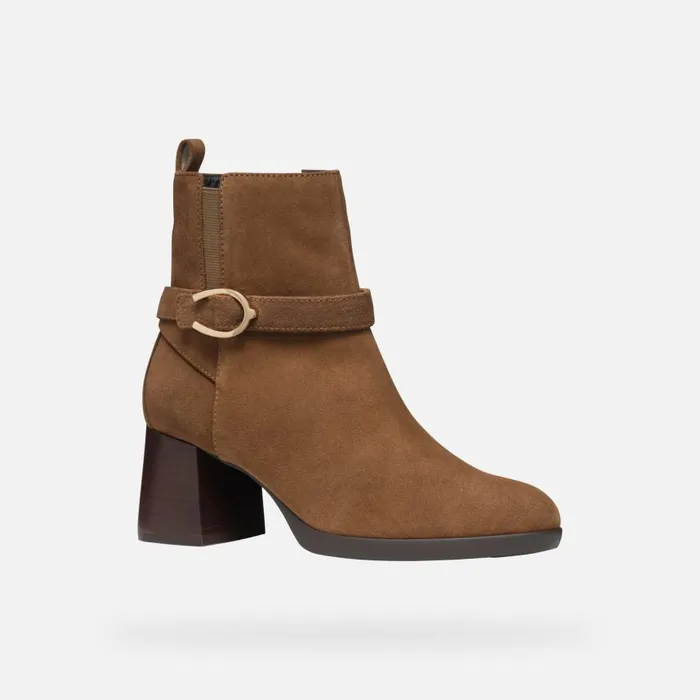 Woman Geox Ankle Boots WALK PLEASURE 55 WOMAN Mud Medium Heel Ankle Boots Mud