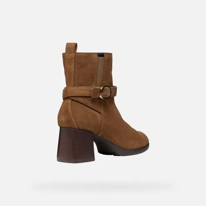 Woman Geox Ankle Boots WALK PLEASURE 55 WOMAN Mud Medium Heel Ankle Boots Mud