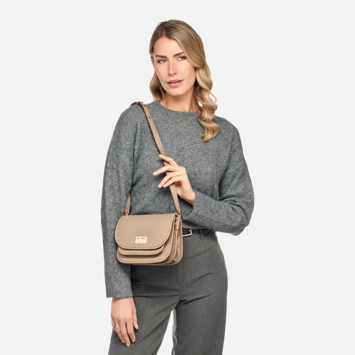 Woman Geox Bags FLAVRIE WOMAN Taupe Crossbody Bag Taupe