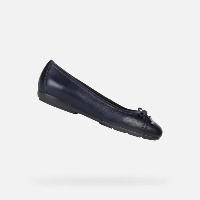 Woman Geox Ballerinas ANNYTAH D Leather Ballerina Flats Navy Woman Geox Navy