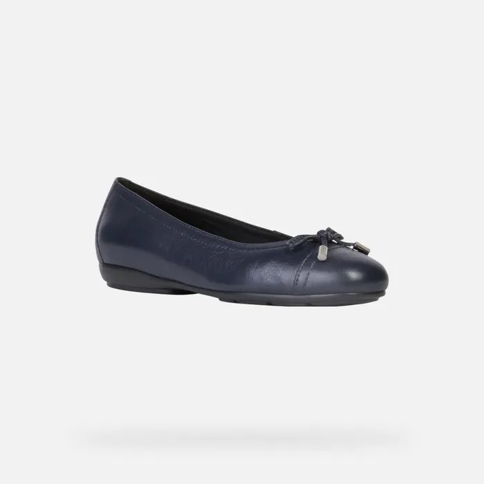 Woman Geox Ballerinas ANNYTAH D Leather Ballerina Flats Navy Woman Geox Navy