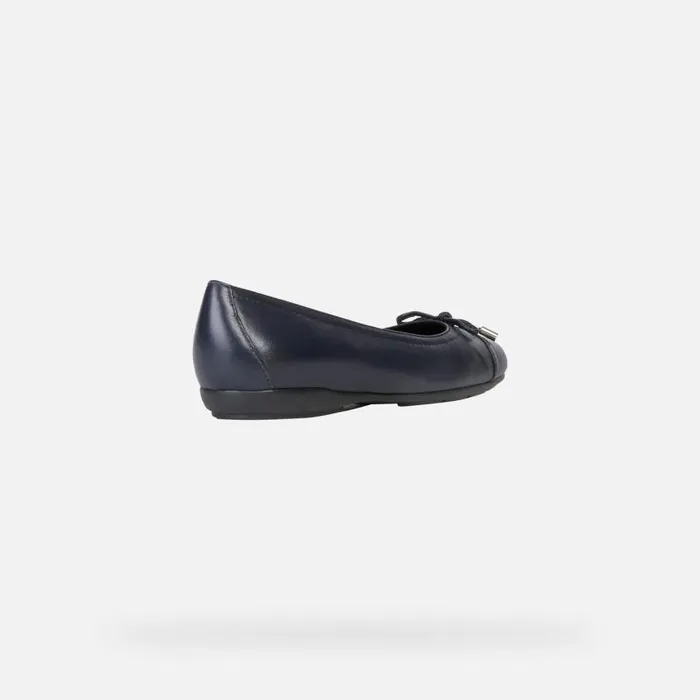 Woman Geox Ballerinas ANNYTAH D Leather Ballerina Flats Navy Woman Geox Navy
