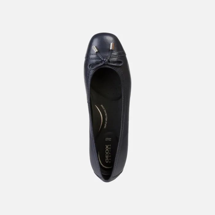 Woman Geox Ballerinas ANNYTAH D Leather Ballerina Flats Navy Woman Geox Navy