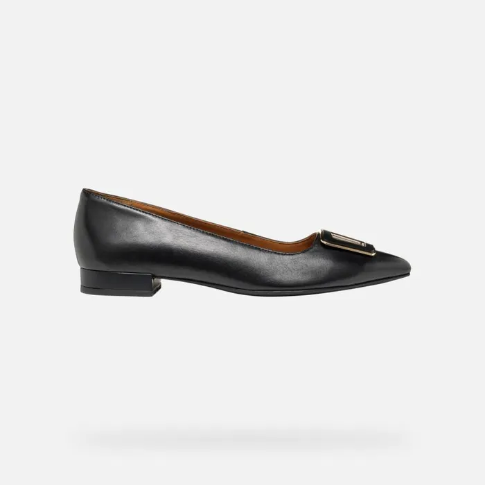 Woman Geox Ballerinas CHARYSSA WOMAN Black Leather Ballerina Flats Black