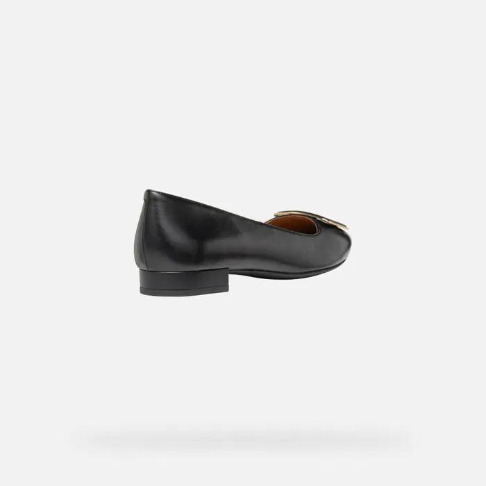 Woman Geox Ballerinas CHARYSSA WOMAN Black Leather Ballerina Flats Black