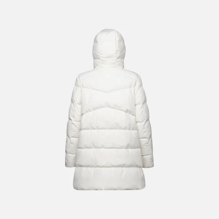 Woman Geox Down Jackets DALYLA WOMAN Blanc De Blanc Fulllength Quilted Coat Blanc De Blanc