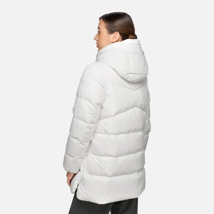 Woman Geox Down Jackets DALYLA WOMAN Blanc De Blanc Fulllength Quilted Coat Blanc De Blanc
