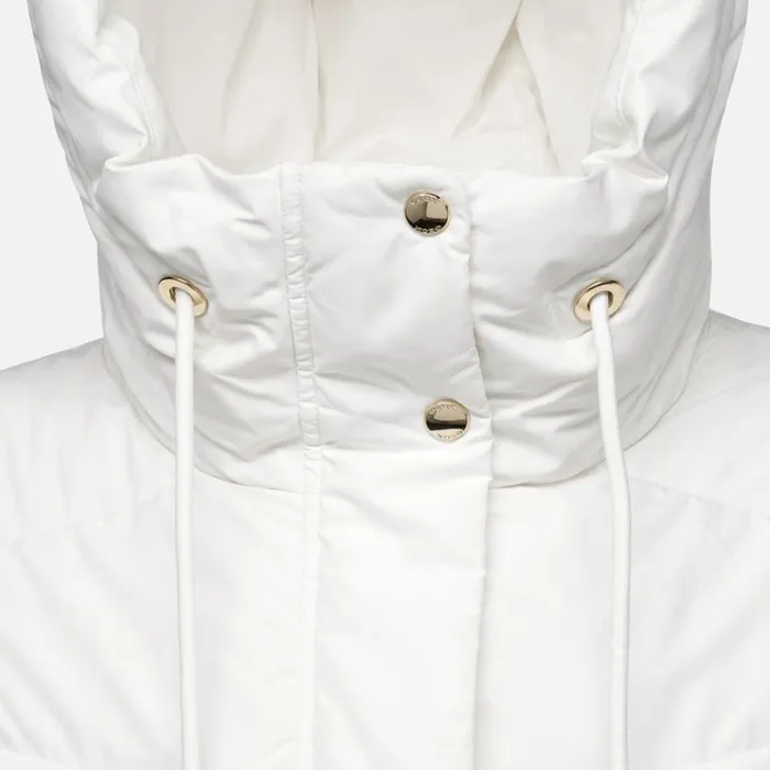 Woman Geox Down Jackets DALYLA WOMAN Blanc De Blanc Fulllength Quilted Coat Blanc De Blanc