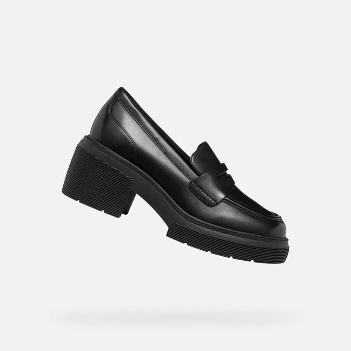 Woman Geox Heels SPHERICA EC15 WOMAN Black Heeled Loafers Black