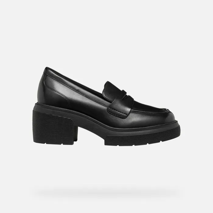 Woman Geox Heels SPHERICA EC15 WOMAN Black Heeled Loafers Black