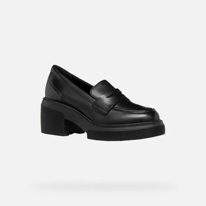 Woman Geox Heels SPHERICA EC15 WOMAN Black Heeled Loafers Black