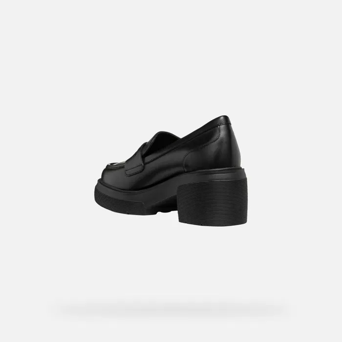Woman Geox Heels SPHERICA EC15 WOMAN Black Heeled Loafers Black