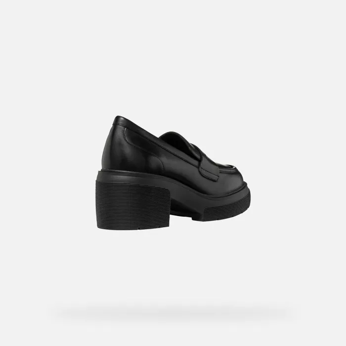 Woman Geox Heels SPHERICA EC15 WOMAN Black Heeled Loafers Black
