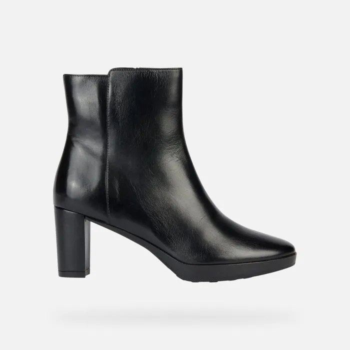 Woman Geox Heels WALK PLEASURE Medium Heel Ankle Boots Black Woman Geox Black