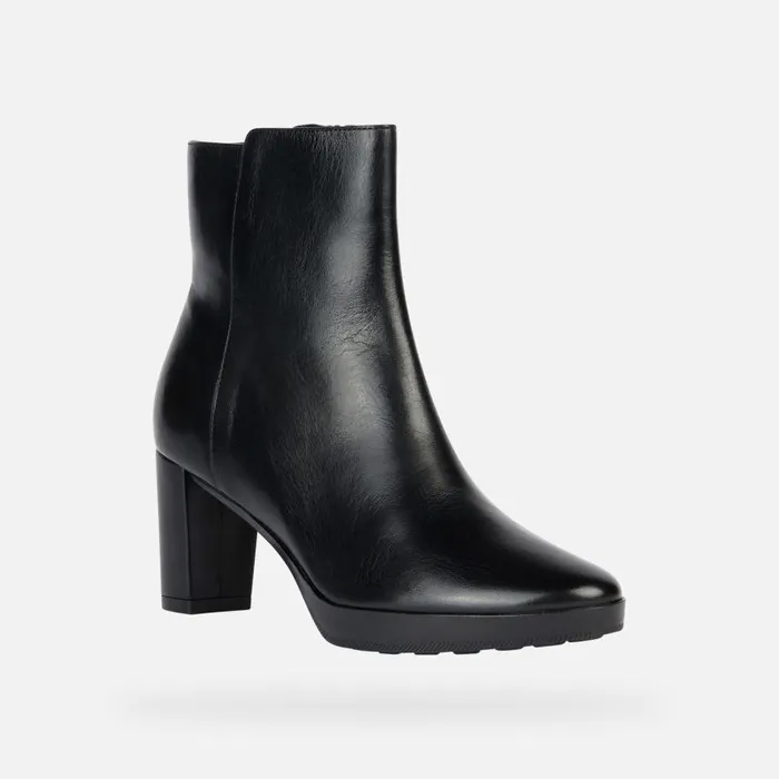Woman Geox Heels WALK PLEASURE Medium Heel Ankle Boots Black Woman Geox Black